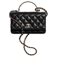 CHANEL Calfskin One Shoulder Handbag, Crossbody Bag Regular Women's Black