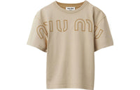 MIU MIU SS23 Drop Shoulder Sleeve T Shirt Women's Khaki