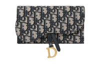 DIOR Saddle Canvas Bag Wallet Women's Denim Blue
