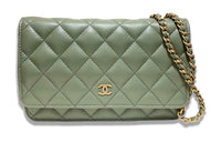 CHANEL WOC Cow Leather Crossbody Bag, Shoulder Bag Women's Green