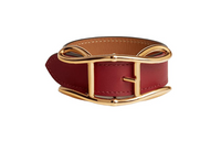 HERMES Calfskin Metal Wristbands Women's Red