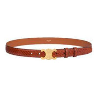 CELINE Python Smooth Buckle Leather Belts Women's Tan 2.5CM