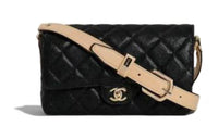CHANEL Calfskin Patchwork With Gold Metal Crossbody Bag Shoulder Bag Regular Women's Black
