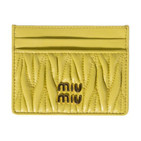 MIU MIU Matelassé Lambskin Card Holder Women's Cedar Yellow