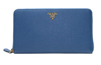 PRADA Cow Leather Clutches Wallets Large Size Women's Marine Blue