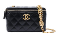 CHANEL Lambskin Shoulder Bag Crossbody Bag Regular Women's Black