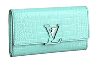 LOUIS VUITTON Capucines Matte Crocodile Leather Clutches Wallets Women's Atlantis Blue