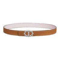 HERMES Leather Leather Belts Women's Gold/Light Purple Width: 2.4cm
