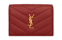 SAINT LAURENT CASSANDRE Lambskin Wallet Small Size Women's Rusty Red