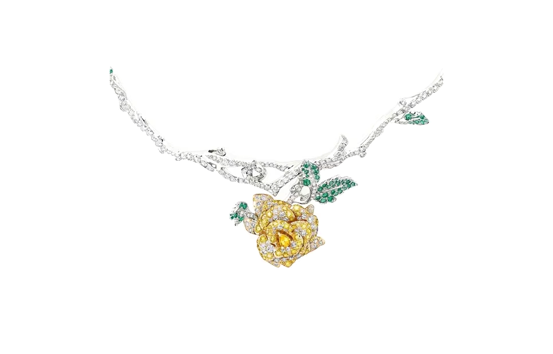 DIOR 18K Gold White Gold Diamond Yellow Diamond Emerald Necklaces Unisex Multicolor
