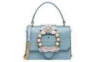 MIU MIU Lambskin One Shoulder Handbag Women's Blue