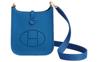 HERMES Evelyne Clemence Leather Shoulder Bag Crossbody Bag Mini Women's Glaze Blue