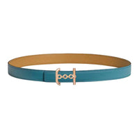 HERMES Calfskin Leather Belts Women's Blue Denim/Cookie Width 2.4cm