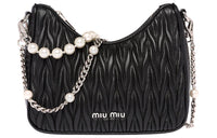 MIU MIU Matelassé Soft Sheep Leather Handbag Shoulder Bag Crossbody Bag Women's Black
