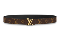 LOUIS VUITTON Print Label Double-Sided Smooth Buckle Leather Belts Women's Brown Width: 3cm