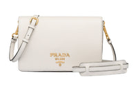 PRADA Cahier Leather Messenger Bag Shoulder Bag Crossbody Bag Women's White