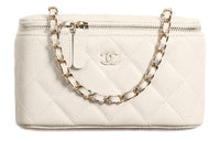 CHANEL Grain Calfskin Box Bag, Shoulder Bag, Crossbody Bag Women's White