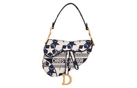 DIOR Saddle Fabric Shoulder Bags Handbags Women's White/Blue