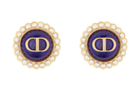 DIOR Stud Earrings Women's Gold/Marine Blue