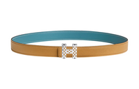 HERMES Calfskin Leather Belts Women's Yellow Brown Width: 2.4cm