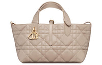 DIOR Wicker Pattern Cow Leather One Shoulder Handbag Small Size Women's Rouge Beige