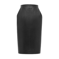 SAINT LAURENT High Waisted Leather Midi Pencil Skirt
