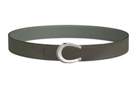 HERMES Luck Double-Sided Silver Buckle Epsom Calfskin Double-Sided Belt Men's Gray Green/Green Width: 3.8cm