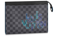 LOUIS VUITTON Pochette Voyage Coated Canvas Clutches Toiletry Bags Medium Size Men's Black