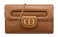 DIOR Cow Leather Handbag Shoulder Bag Medium Size Women's Cognac