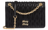 MIU MIU Matelassé Soft Sheep Leather Crossbody Bag, Shoulder Bag Women's Black