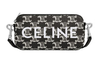 CELINE Cow Leather Binding One Shoulder Crossbody Clutches Men's Black & White
