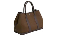 HERMES Garden Party Canvas With Leather Garden Bag Handbag Unisex Toundra Original & Ebony