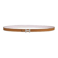 HERMES Calfskin Leather Belts Women's Brown Width 1.3CM