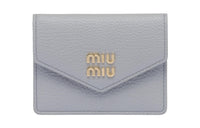 MIU MIU Leather Business Card Holder Card Case Women's Cornflower Blue