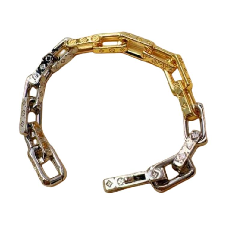 LOUIS VUITTON Stainless Steel Metal Bracelets Men's Gold/Silver