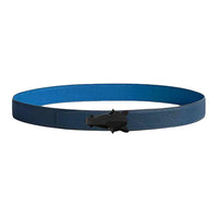 HERMES Calfskin Leather Belts Men's Marine Blue Width 3.2CM