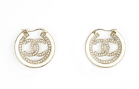 CHANEL Earrings Women's Gold/Pearl White