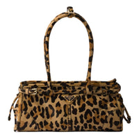 PRADA Leather Handbag Medium Size Women's Honey Brown
