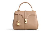 CELINE 16 Cow Leather Handbag Small Size Women's Beige