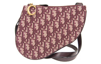 DIOR Saddle Canvas Shoulder Bag Crossbody Bag Women's Burgundy