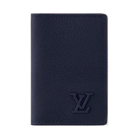 LOUIS VUITTON Leather Card Holder Men's Dark Blue