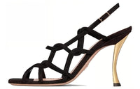 DIOR D-Fame One-Strap Sandals 10cm Women's Black