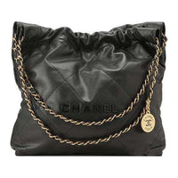 CHANEL Bright Grain Calfskin One Shoulder Handbag Small Size Women's Black