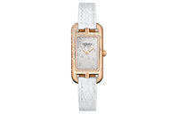 HERMES Nantucket Wrist Watch Quartz Movement Crocodile Leather Strap 29mm Silver Dial Women's Watch