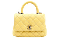 CHANEL Calfskin One Shoulder Handbag Crossbody Bag Mini Women's Chick Yellow