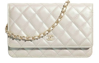 CHANEL WOC Cow Leather One Shoulder Handbag Crossbody Bag Women's White