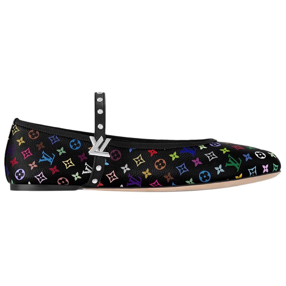 LOUIS VUITTON Flat Mary Jane Shoes Women's Black