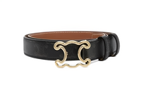 CELINE Cut-Out Logo Smooth Buckle Women's Black Width: 2.5cm
