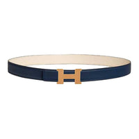 HERMES Calfskin Leather Belts Women's Blue Width 2.4CM