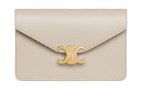CELINE Shiny Calfskin Shoulder Bag Crossbody Bag Wallets Women's Light Stone Color